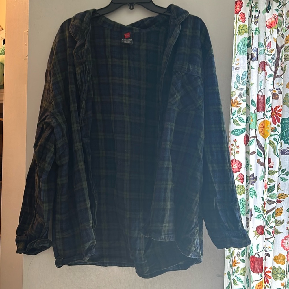 Hanes plaid button up
